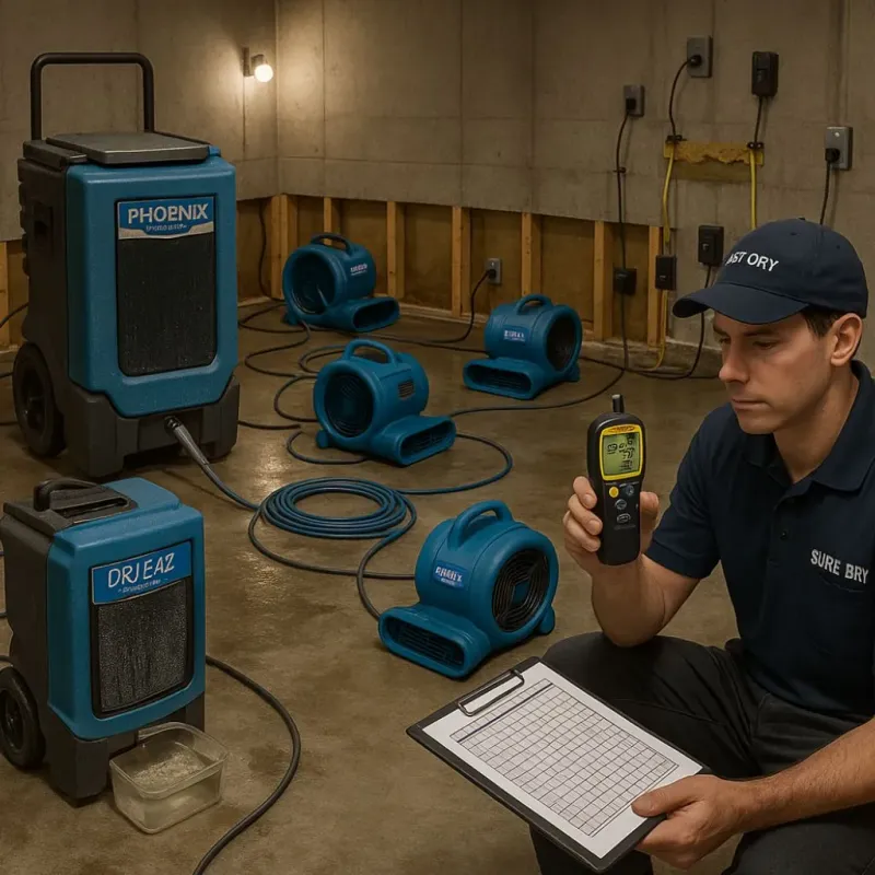 Structural Drying and Dehumidification process in Talmage, CA